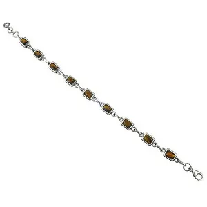 Art Palace Tiger's Eye <b>Cuff</b> <b>Bracelet</b> 925 <b>Silver</b> Plated Geometric Bezel Setting Unisex Classic Style Jewelry Gift From Rajasthan - Product Image 1