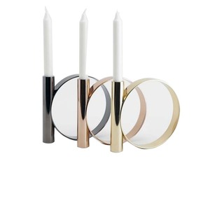 Bougeoir en métal plaqué or au design exclusif, fabriqué à la main pour la décoration de la maison, du jardin et du sol, bougeoir en aluminium décoratif - Product Image 1