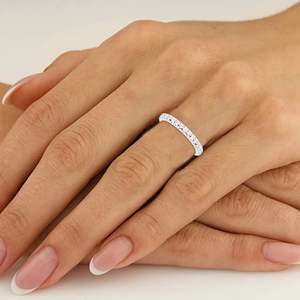 Round Cut Diamond Half Eternity Wedding Band para mujer - Product Image 3