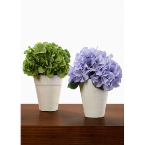 Jardinière de fleurs ronde en métal blanc enduit de poudre fait à la main écologique pour la décoration de la maison et du jardin - Product Image 2