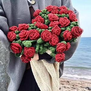 Manta de Ganchillo de Algodón Hecha a Mano con Rosas, Estilo Ramo, Flores Artificiales, Artesanía Textil y de Tela para Regalos - Product Image 2
