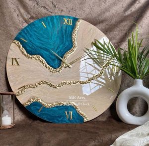 S'IL VOUS PLAÎT HORLOGE MURALE EN RÉSINE AVEC Unique Artistique À La Main Design Horloge Murale Résine Art De L'Inde - Product Image 6