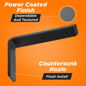 Soportes en forma de L de acero resistente Recubierto de polvo negro mate 8-12 pulgadas para soportes de encimera (hormigón de madera de granito de cuarzo) - Product Image 6