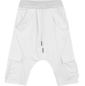 Custom Logo 100% Cotton Solid <b>White</b> Unisex Drop Crotch <b>Knee</b> <b>Length</b> Sweat <b>Short</b> Summer Jogging Sports Training Gym Yoga <b>Shorts</b> - Product Image 1