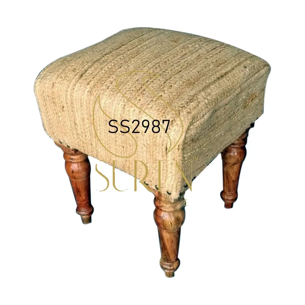 Living Room Furniture Stools & Ottomans Leather Designer Hand Crafted Dori Base Ottoman Indian Foot Rest Puff