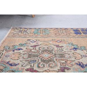 Alfombra de lana turca Vintage geométrica azul Beige clásica 3x3ft alfombra de sala de estar látex para adolescentes Patchwork para pasillo rectángulo - Product Image 2