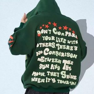 เสื้อสวมหัวผ้าคอตตอนฟลีซผู้ชายมีฮู้ดพิมพ์ลายพัฟ3D 390 GSM 100% ขนาดใหญ่380แฟชั่นใหม่ - Product Image 3