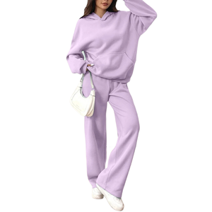 Ensemble survêtement pour femmes, sweat-shirt à capuche surdimensionné personnalisé avec logo, coupe ample, pantalon de survêtement de haute qualité, nouveau style - Product Image 1