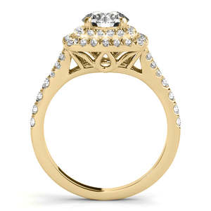 ชุดเครื่องประดับเจ้าสาวเพชรทรงสี่เหลี่ยมแบบดับเบิ้ลฮาโล ทองคำ 14k ทูโทนสีเหลือง ประดับแบบกรงเล็บ สี G-H น้ำหนัก 0.87 กะรัต - Product Image 1