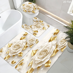 Custom Printed Printed <b>Bathroom</b> Rug <b>Set</b> for <b>Bathroom</b> Non-Slip Shower Curtain Bath <b>Mat</b> - Product Image 1