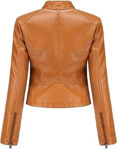 Chaqueta de piel sintética acolchada informal para mujer, lona estampada transpirable, decoración de botones de ganchillo, diseño de letras de ganchillo abotonado - Product Image 2