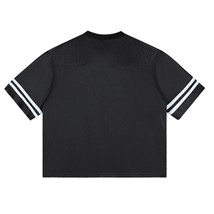 Haut tricoté à col en V rétro avec découpes, manches courtes, 100 % coton, design uni, coupe décontractée pour homme, impression numérique, respirant - Product Image 2