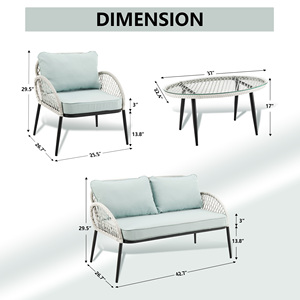 4 pièces meubles de patio PE osier rotin canapé sectionnel étanche extérieur jardin métal rotin canapé - Product Image 3