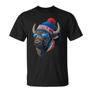 Camiseta Buffalo unisex para adultos, manga corta, cuello redondo, impresión digital, deportes y juegos - Product Image 1