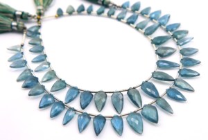 Moss Aquamarine Faceted Trillion Shape Perles naturelles faites à la main 8 ''Inch pour la fabrication de bijoux Taille 10X5MM à 14X8MM Approx. - Product Image 3