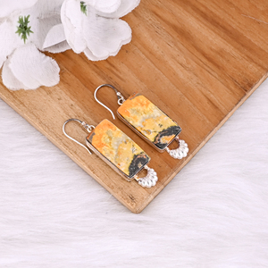 Pendientes de Bisutería con Bisel Plateado en Forma Ovalada de Jaspe Abejorro Natural, Modernos y Elegantes, Venta al por Mayor para Mujeres y Niñas - Product Image 3