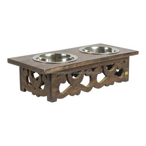 ชามอาหารสัตว์เลี้ยงทำจากสเตนเลสยกระดับพร้อมการออกแบบให้มีเลเซอร์สำหรับให้อาหารสุนัขและแมว - Product Image 1