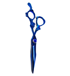 Ciseaux de coupe de cheveux de coiffeur enduits de plasma de couleur bleue Lames tranchantes classiques en acier inoxydable - Product Image 3