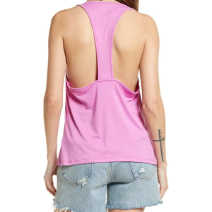 เสื้อกล้ามสำหรับเล่นฟิตเนสในยิมของผู้หญิงผ้าคอตตอน/ใยไผ่พิมพ์โลโก้ออกแบบได้ตามต้องการดีไซน์ใหม่สีชมพู - Product Image 2