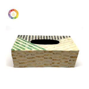 Boîte à mouchoirs artisanale avec couvercle en bois pour décoration intérieure de luxe et cadeaux, boîtes à mouchoirs de luxe en laque incrustée de nacre et de mosaïque - Product Image 2