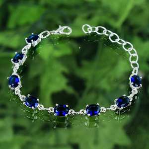 Bracelet en argent saphir bleu fait à la main chaîne réglable bijoux en argent Sterling cadeau de fête de mariage religieux chrétien pour elle - Product Image 5