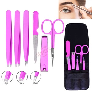 Ensemble de pinces à sourcils en acier inoxydable Kit de ciseaux à sourcils incurvés à pointe pointue et inclinée avec kit de cils - Product Image 2