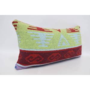 Geometric Green Wool <b>Pillow</b> 12x24 Inches Vintage Print Traditional Design Plain Decorative Cushion Portable Woven Technique - Product Image 3