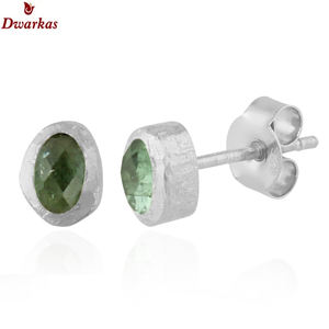 ต่างหูแบบหมุดตอกอัญมณีสีฟ้าเหลี่ยมเพชรพลอย925สำหรับผู้หญิง - Product Image 4