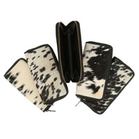Dompet kulit kulit asli wanita, Gantungan Kunci dompet kulit sapi asli dengan slot kartu kantong koin gaya Barat hadiah untuk