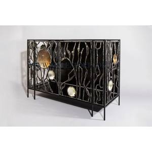 Hôtels et cafés de qualité supérieure Table console de luxe avec cadre en métal et dessus en verre Table console de meuble faite à la main de forme personnalisée - Product Image 3