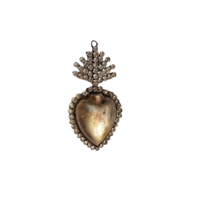 Double cœur sacré en métal fini antique suspendu Milagros Sacré-cœur pour décoration murale Cadeau catholique et décoration - Product Image 6