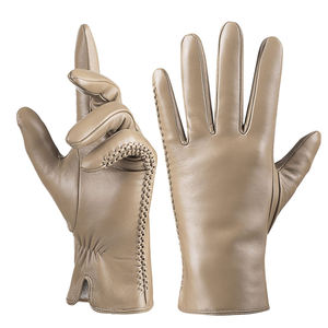 Gants d'hiver en cuir véritable pour hommes Gants de mode d'équitation imperméables et chauds compatibles avec l'écran tactile avec fermeture à pression - Product Image 1