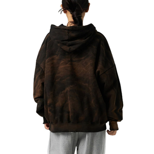 Sudadera con capucha lavada Tie Dye Heavyweight Cotton French Terry Oversized Women's Zip Up Hoodies hudi Custom Logo Bordado - Product Image 6