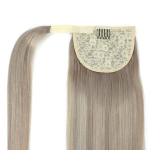 Extension de queue de cheval à clipser en cheveux humains, beige froid et balayage blond nacré # 17/17/1001 - Product Image 3