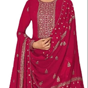 Indian <b>Woman</b> Punjabi Palazzo Sequin & Embroidery Georgette Muslim Shalwar Kameez <b>Suit</b> With Dupatta Premium Quality - Product Image 1