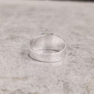 Joyería de piedra en bruto de exportación, anillo Unisex, piedra preciosa de peridoto en bruto Natural, piedra de nacimiento de agosto, joyería de banda ancha, anillo de Plata de Ley 925 - Product Image 5