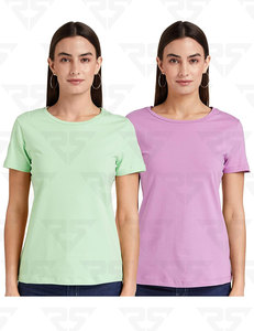 T-shirt en coton à col rond Preneum pour femmes Logo imprimé Service OEM Vente en gros T-shirt de symbole de couleurs personnalisées - Product Image 2