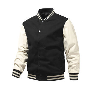 Veste de baseball universitaire en coton mélangé pour hommes, sweat-shirt de sport décontracté classique avec col montant, haut de style urbain, vêtements d'extérieur - Product Image 3