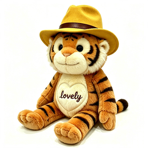 Peluche de renne de Noël personnalisée avec bonnet de Père Noël et patch en forme de cœur, Joyeux Noël, Bonne Année, animal en peluche brun doux - Product Image 3
