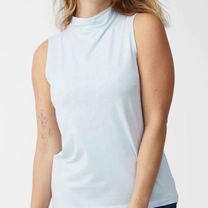 เสื้อกล้ามคอปาดแขนกุดสำหรับผู้หญิง, เสื้อเบลาส์สีฟ้าอ่อนเหมาะสำหรับใส่ไปทำงานหรือสวมใส่ในฤดูร้อน - Product Image 4