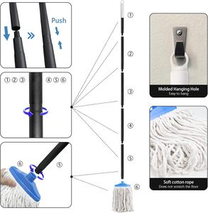 Serpillère en boucle de fil recyclé industriel du Kentucky avec clip en plastique, écologique, durable et auto-essorage - Product Image 6