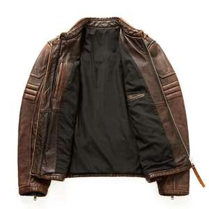 Vente chaude 2025 véritable veste en cuir noir pour hommes vêtements d'extérieur d'hiver de haute qualité mode Biker Style - Product Image 6
