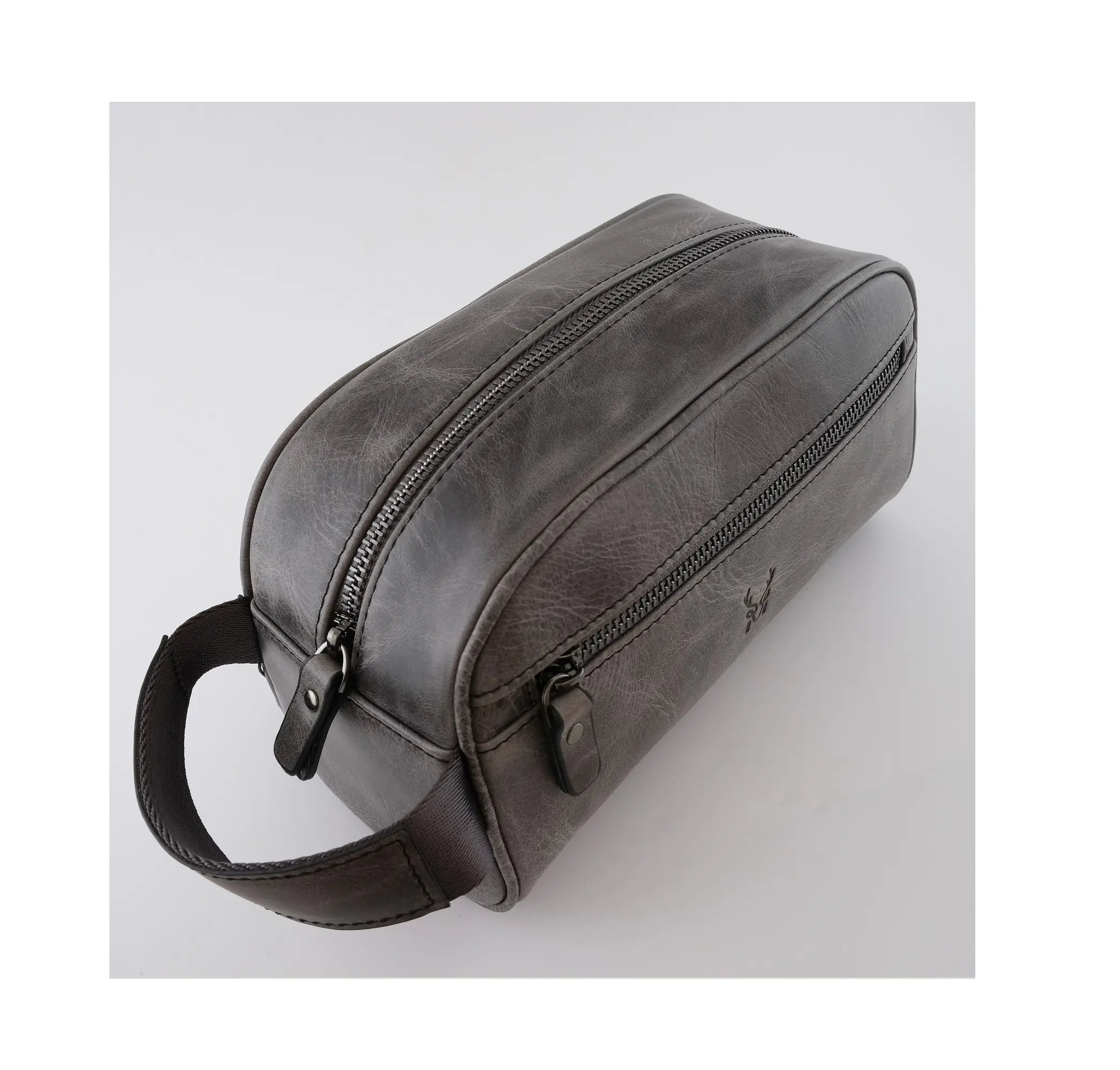 Genuine Leather Bag Unisex Gray Color Special Design Leather Bag Clutch Bag - Made in Turkey