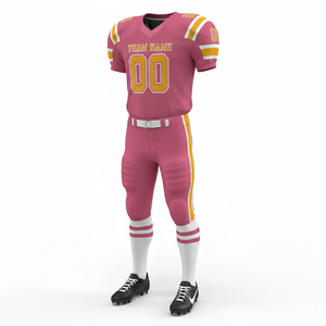 Ensemble de maillot et short de football américain sublimé personnalisable, 100% polyester respirant avec position du logo sur le devant - Product Image 1