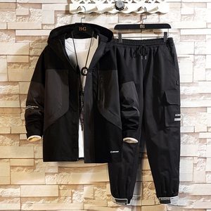 ชุดวอร์มเสื้อแจ็คเก็ตกางเกงคาร์โก้สำหรับผู้ชายผ้าโพลีเอสเตอร์100% - Product Image 3