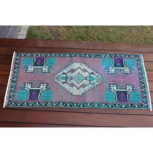 1.5x3.4 ft Vintage Rug, Turkish Rug, <b>Red</b> Moroccan <b>Wool</b> Rug - Product Image 1