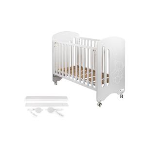 Mod. Lit bébé blanc adorable pour matelas 60x120, comprend un kit de cododo - Product Image 1