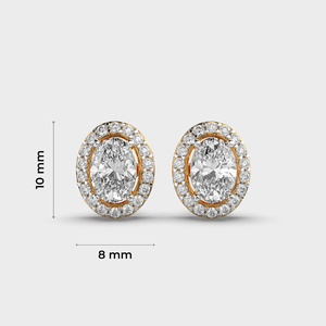 Pendientes clásicos de oro amarillo de 10K para todos los días elegante corte ovalado Moissanite Diamond Halo para damas de honor regalo para mujeres - Product Image 4