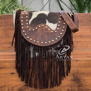 2025 New Designer Fringe Bag Western Style Real Genuine Cowhide Leather Handbag for Women's Luxury Bohemian Shoulder Sling Bag - Product Image 1