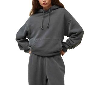 Ensemble de survêtement pour femme en coton de haute qualité, personnalisable, sweat-shirt et pantalon, couleur unie, coupe ample, jogging, survêtement de sport chez Nurak - Product Image 5